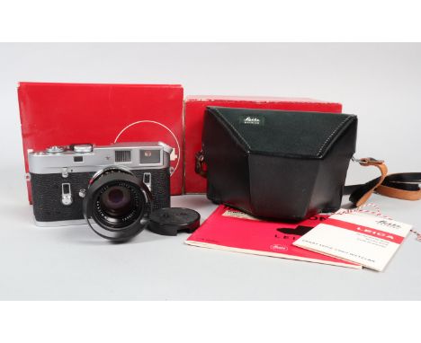 A Leitz Wetzlar Leica M4 Camera, chrome, 1970, serial no 1250 866, shutter working, self timer working, viewfinder clear, ran