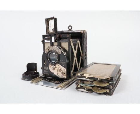 A Newman &amp; Guardia Baby 'Sibyl' Folding Plate Camera, serial no B199, format 6 x 4cm, body F, Carl Zeiss Jena Tessar 7.5c