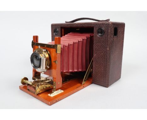 A No 4 Cartridge Kodak Roll Film Folding Camera, 4 x 5in format, serial no 1666, circa 1898, body G, Eastman Pneumatic shutte