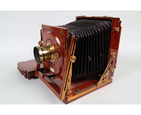 The 'Sanderson' Half-Plate A Pattern Field Camera, serial no 16 147, circa 1904, chamfered bellows, double extension, body G-