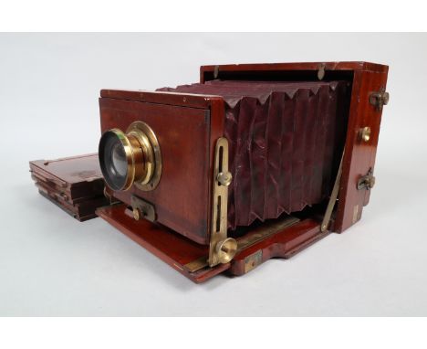 A Lancaster Stereo Instantograph Model 422 Mahogany Field Camera, 7¼ x 4½in size, nameplate  'J. LANCASTER &amp; SON BIRMINGH