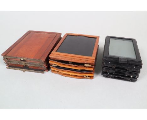 Mahogany Quarter-Plate DDS Plate Holders, five plate holders, two from one manufacturer and three from another manufacturer, 