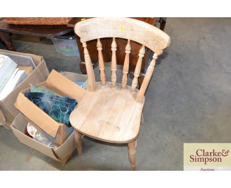 An elm seated stick back kitchen chair
