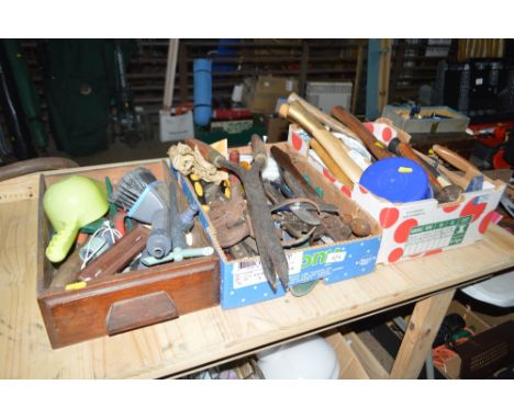 Three boxes of various hand tools