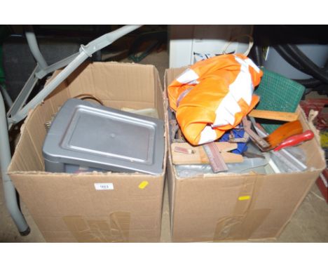 Two boxes of various hand tools etc