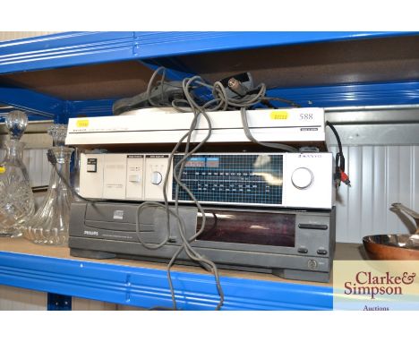 A Sanyo turntable, Sanyo three band tuner and compact disc player