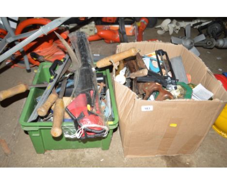 Two boxes of various hand tools