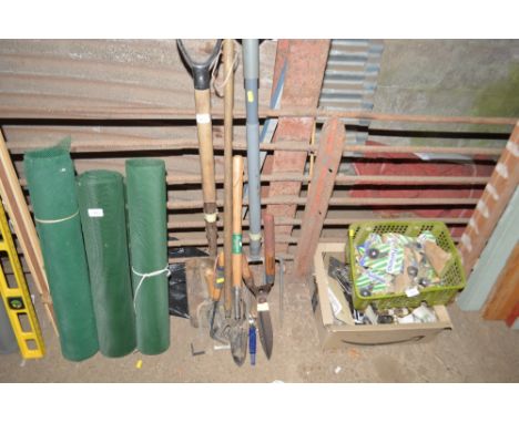 A quantity of long-handled gardening tools and hand held tools