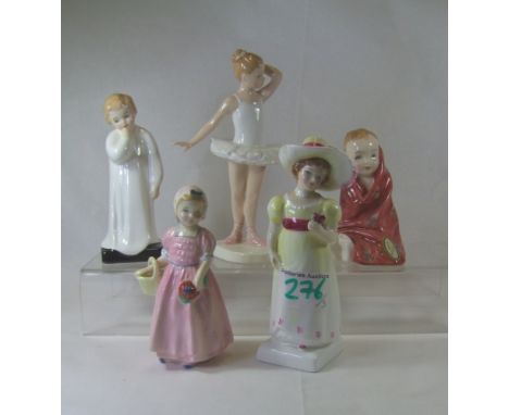 Royal Doulton small figures Tinkle Bell H/N1677, Little Ballerina H/N3395, Darling H/N1985, This Little Pig H/N1793 and 2nds 