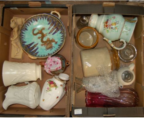 A collection of ceramics to include Royal Albert Country Roses lidded jar, Carlton Ware Dragon bowl (A/F), Portmerion jug, va