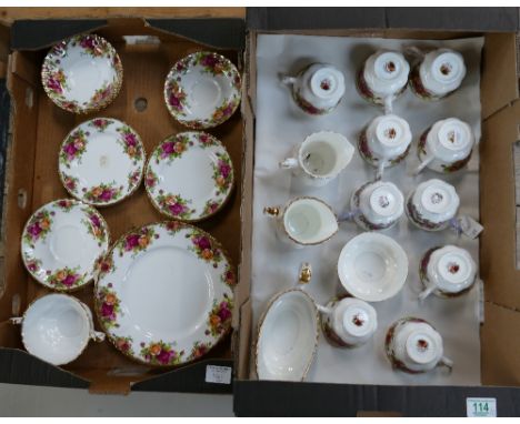 Royal Albert old country roses cups, saucers, plates together with 2 viola cups ( 2 trays)