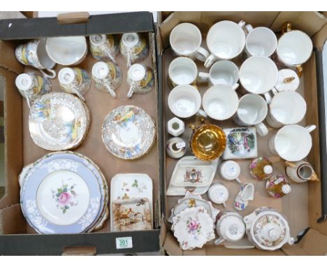 A mixed collection of ceramic items to include Colclough floral part teaset, Spode Maritime Rose plates, commemorative mugs, 