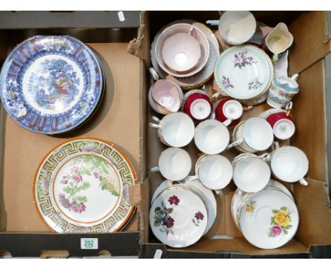 A mixed collection of ceramic items to include decorative wall plates, Royal Windsor floral part teaset, similar Tuscan items