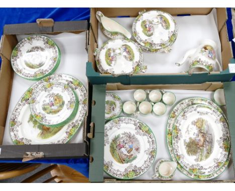 A large collection of Copeland Spode rustic themed dinnerware to include tureens, dinner plates, side plates, coffee cans, se