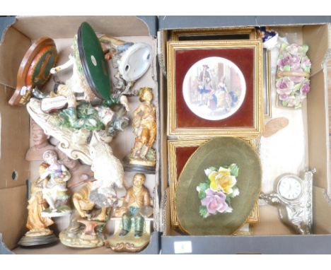 A mixed collection of items to include - Capodimonte style Tramp figure, Royal Doulton resin figure Swan and Cygnets, various
