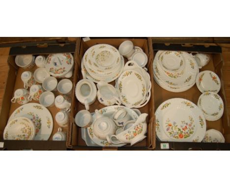 A large collection of Royal Albert Cottage Garden plates, cups & saucers, bowls, teapot etc( 3 trays)