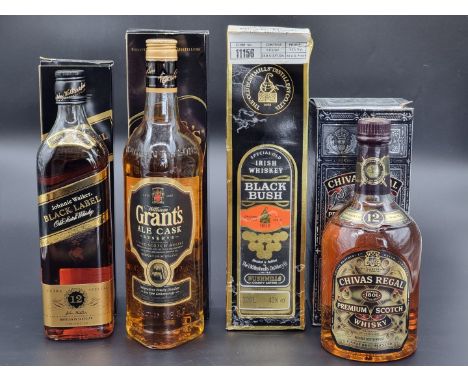 Four bottles of blended Whisky, comprising: a 70cl Grant's 'Ale Cask; a 70cl Chivas Regal; a 70cl Johnnie Walker 'Black Label