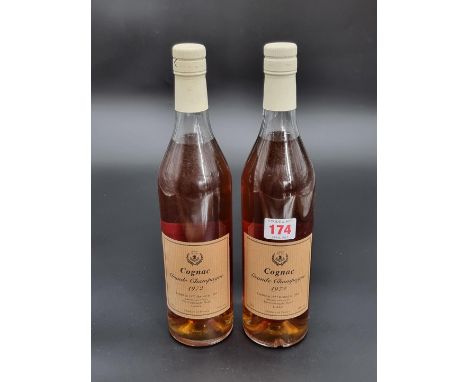 Two 70cl bottles of Hine 1972 Vintage Fine Champagne Cognac, landed in 1977, bottled in 1997, specially selected for The Conn