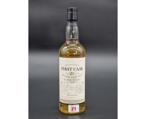 A 70cl bottle of First Cask 21 Year Old Whisky, Distilled 6th September 1993, Cask No.6760, Bottle No.183.