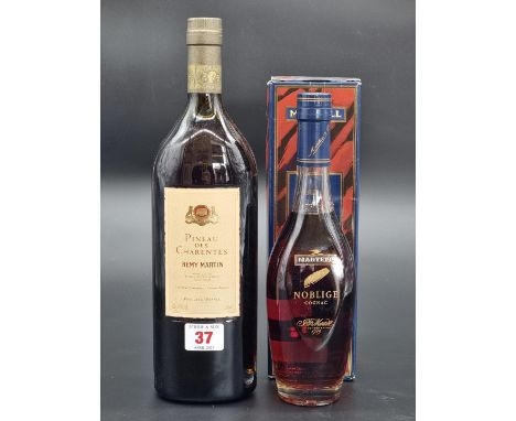 A 75cl bottle of Remy Martin Pineau Des Charentes; together with a 37.5cl bottle of Martell Noblige Cognac, in card box. (2)