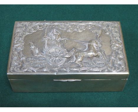 RELIEF DECORATED THAI SILVER CIGAR BOX 