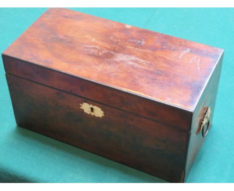 GEORGIAN MAHOGANY AND YEW WOOD SECTIONAL TEA CADDY WITH GLASS MIXING BOWL 