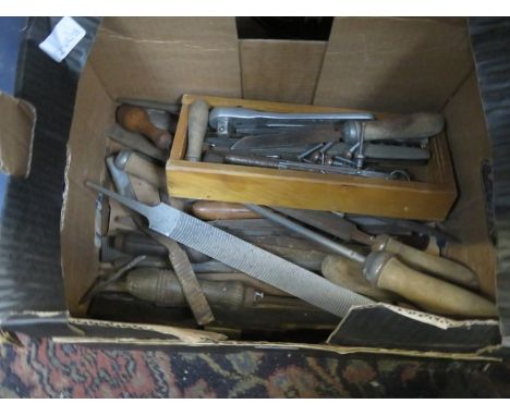 BOX CONTAINING VARIOUS TOOLS