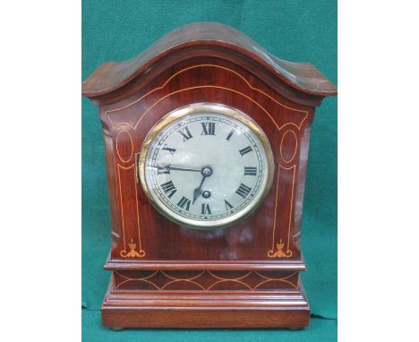INLAID MAHOGANY MANTEL CLOCK 
