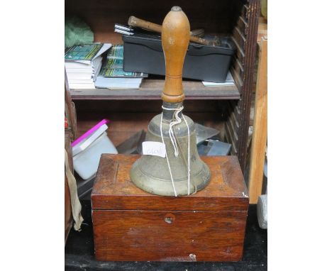 BRASS BELL AND TEA CADDY 