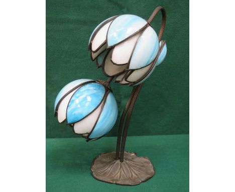 TIFFANY STYLE PEWTER TABLE LAMP 