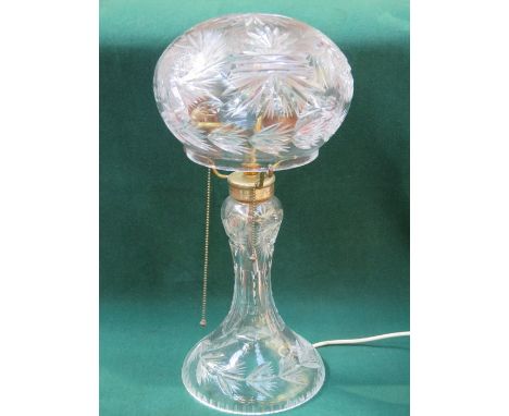 LARGE DECORATIVE GLASS MUSHROOM LAMP WITH SHADE 