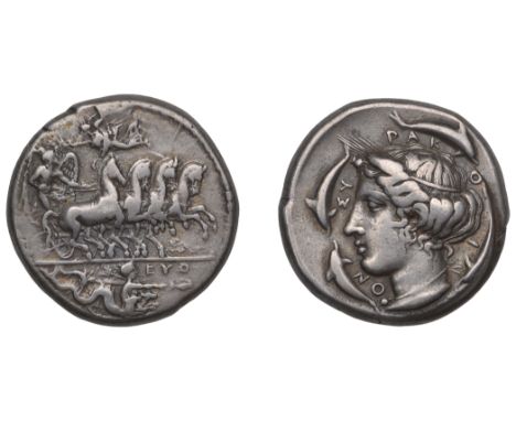 Greek Coinages, Syracuse: Tetradrachm, struck under the Second Democracy, c. 413, following the defeat of Athens; signed work