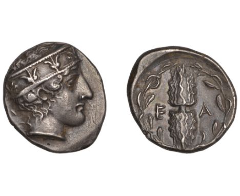 Greek Coinages, Elis: Stater, struck at Olympia on the occasion of the the 92nd Olympiad, 412  Obverse: head of Hera right, w