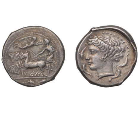 Greek Coinages, Syracuse: Tetradrachm, struck under the Second Democracy, c. 415-13, during the defence against Athens; signe