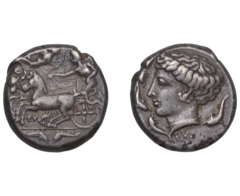 Greek Coinages, Syracuse: Tetradrachm, struck under the Second Democracy, c. 415-13, during the defence against Athens; signe