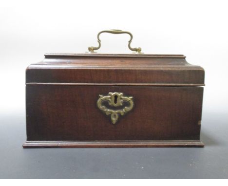 A George III mahogany tea caddy, lacking internal divider  