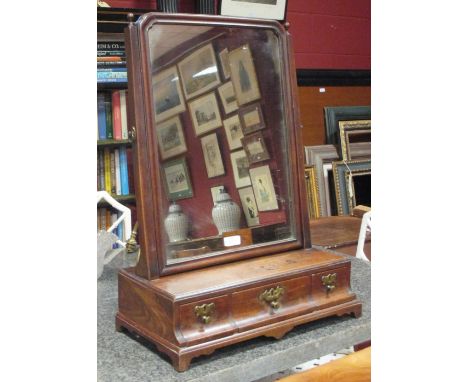 A 19th century mahogany dressing mirror with three drawers and bracket feet, 61cm high  