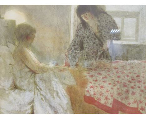 Bernard Dunston, British, Breakfast in Bed, signed limited edition print 114/240, 27 x 31cm  