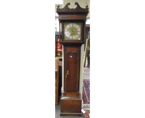 An 18th century oak eight day longcase clock, the square brass dial signed 'Minshul Denbigh'  