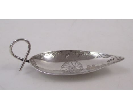 A George III silver caddy spoon modelled as a tea leaf, 1796  