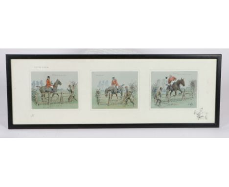 A Fire Eater' signed in pencil with blind stamp, hand coloured triptych lithograph overall size 26cm x 82cm (10.25in x 32.5in