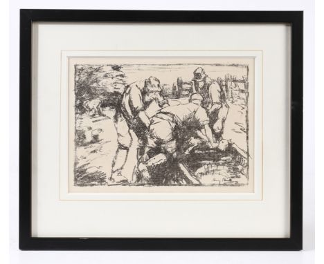 Sheep Dipping' black and white lithograph 15 x 22cm (6in x 8.5in).
