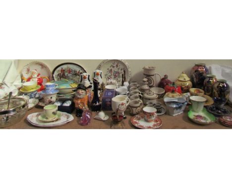 A Royal Albert Moss Rose pattern part tea set together with assorted cups and saucers, an electroplated and glass salad bowl 