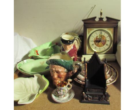 Carltonware dishes together with Crown Devon leaf plates, Royal Doulton Huntsman toby jug, Royal Doulton character jug, Mason