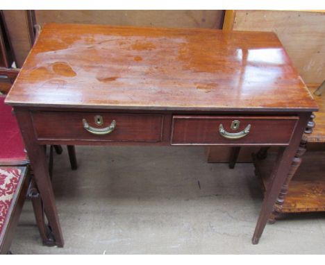 A 19th century mahogany side table, the rectangular top above two drawers on square tapering legs