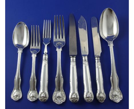 A matched part canteen of mainly Victorian and later silver double struck King's Husk pattern cutlery, comprising one hundred