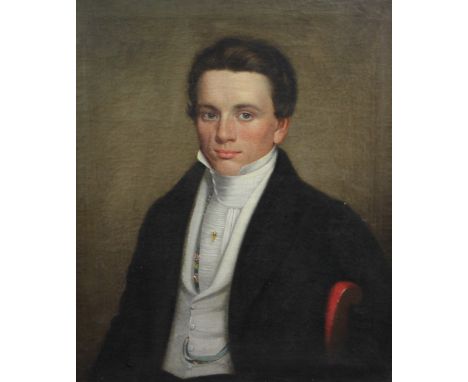 English School c.1830oil on canvas,Half length portrait of a gentleman,30 x 25in.