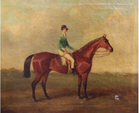 Joseph Maiden (1813-1840)oil on canvas,Portrait of a racehorse with jockey up,signed and dated 1840,25 x 30in.