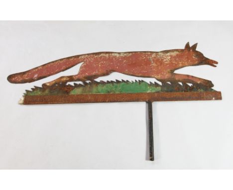 A 19th century painted metal fox weather vane, W.4ft 2in.