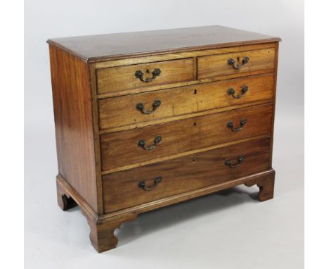 A George III mahogany chest, of two short and three graduated drawers, on bracket feet, W.3ft 1in.